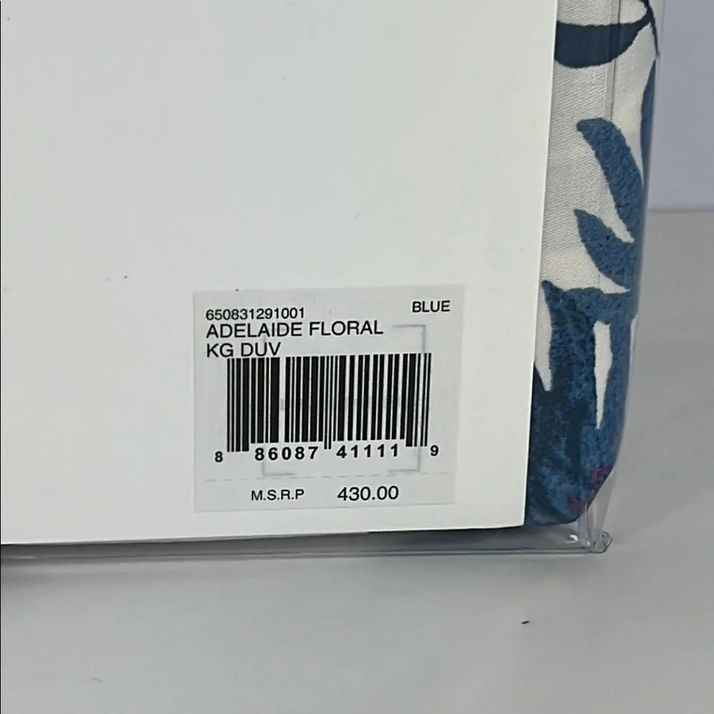 Ralph Lauren Adelaide King Duvet Cover Blue White Floral 108 x 96 NEW